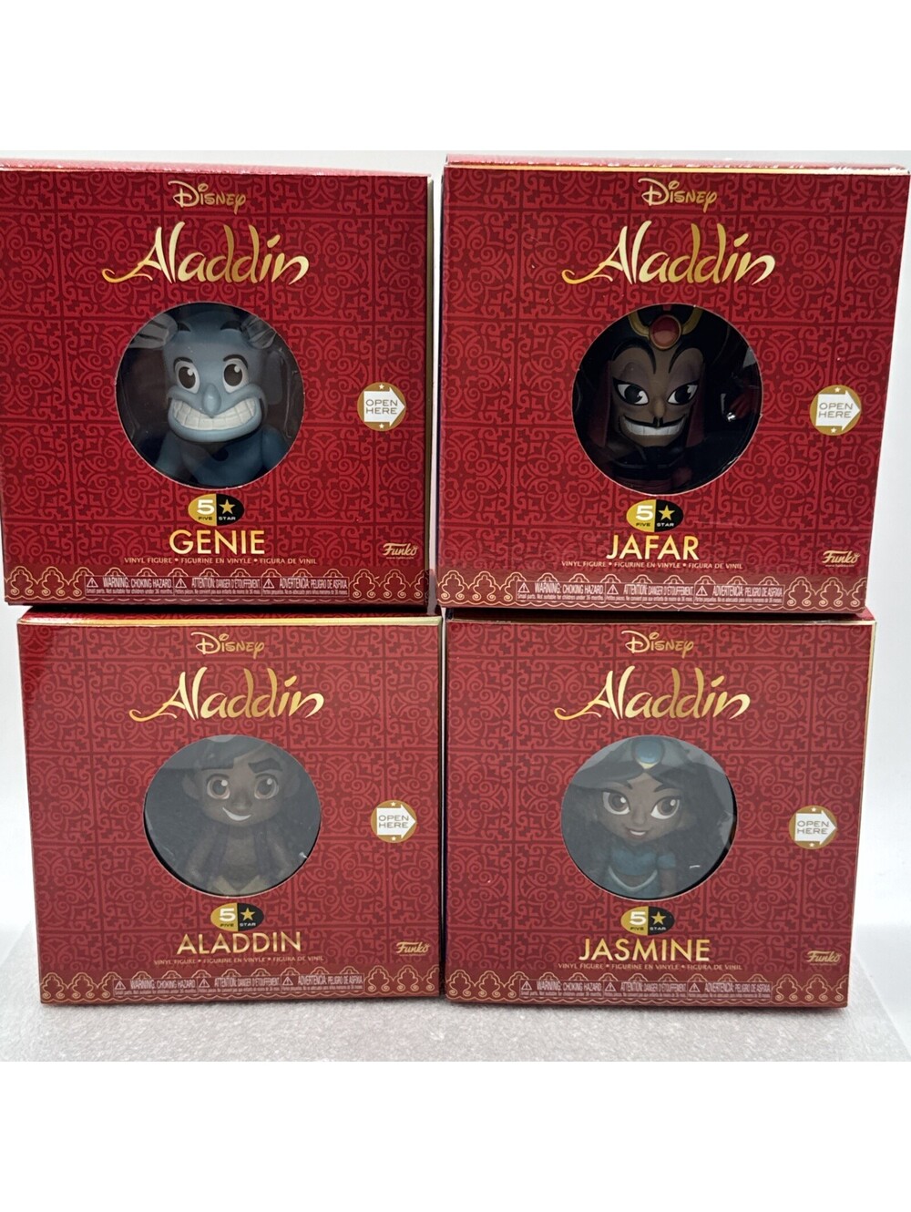 Complete Set 4 Disney Aladdin Funko 5 Star Vinyl Figures Jafar Genie Jasmine